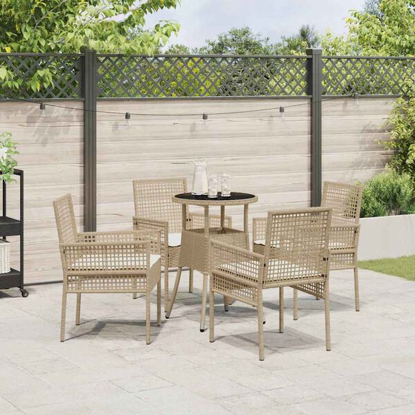vidaXL Conjunto de Jantar para Jardim 5 pcs Bege Rattan Sintético