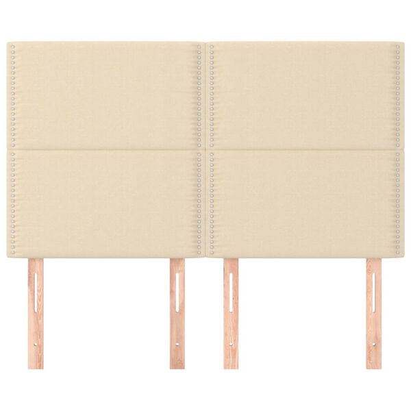 vidaXL Cabeceira Creme 144x5x118/128 cm Tecido
