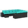 vidaXL Conjunto de sof&aacute; de jardim com 11 pe&ccedil;as e almofadas em rattan sint&eacute;tico preto