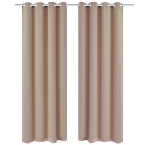 Cortinas opacas com an&eacute;is met&aacute;licos, 2 pe&ccedil;as,135 x 245 cm, creme