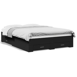 vidaXL Estrutura de cama c/ gavetas 140x190 cm derivados madeira preto