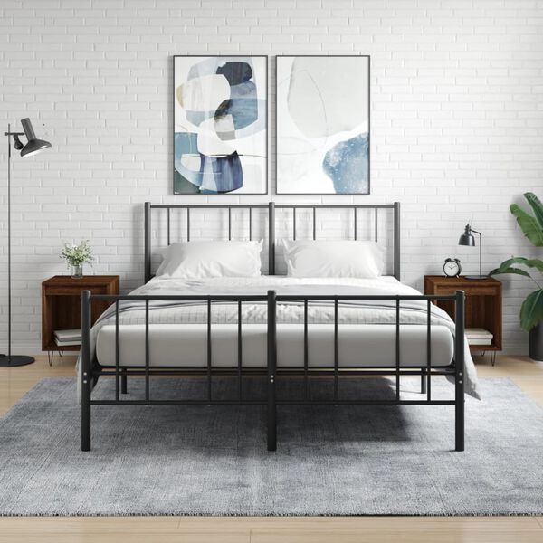 vidaXL Mesas de cabeceira 2 pcs derivados de madeira carvalho castanho