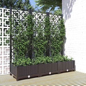 vidaXL Vaso de jardim com treli&ccedil;a preto 120x40x121,5 cm PP