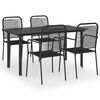 vidaXL 5 pcs conjunto de jantar para jardim vidro e a&ccedil;o preto
