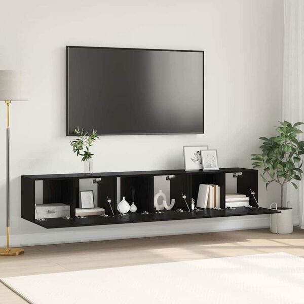 vidaXL Conjunto de m&oacute;vel de TV 3 pcs Preto 60 x 30 x 30 cm