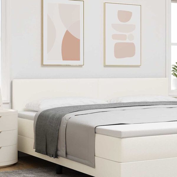 vidaXL Cabeceira LED com luzes de tira LED Creme 200 cm Poli&eacute;ster