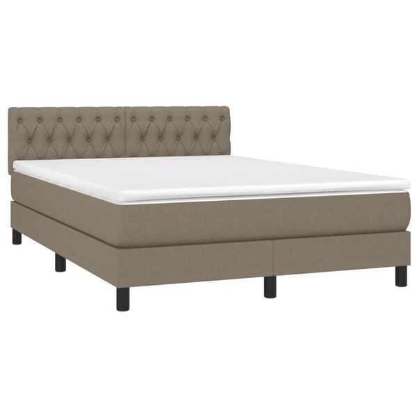 vidaXL Cama box spring colch&atilde;o/LED 140x190cm tecido cinza-acastanhado