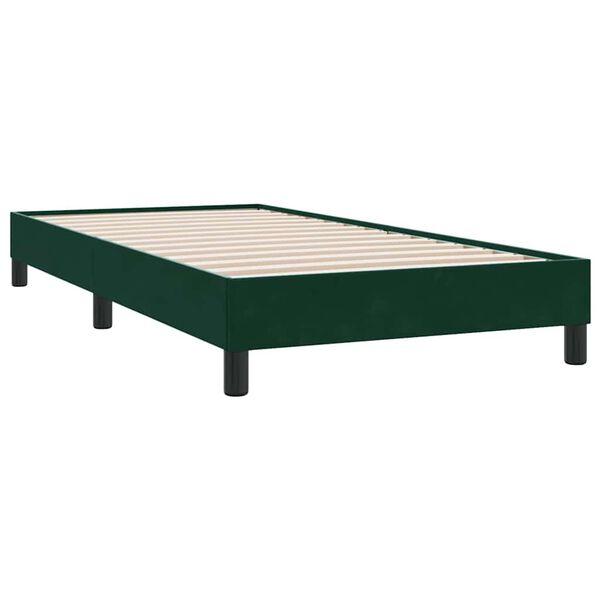 vidaXL Cama com molas sem colch&atilde;o 200x220 cm veludo verde-escuro