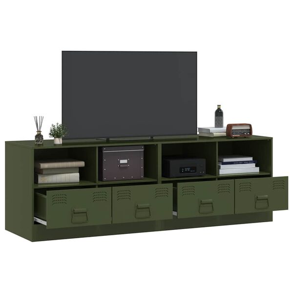 vidaXL Móveis de TV 2 pcs 67x39x44 cm aço verde azeitona