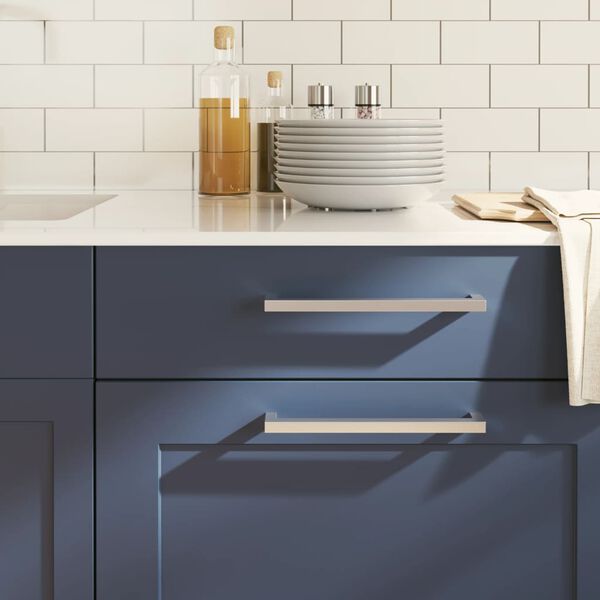 vidaXL Puxadores para m&oacute;veis 10 pcs 224 mm a&ccedil;o inoxid&aacute;vel prateado