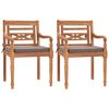 vidaXL Cadeiras Bat&aacute;via c/ almofad&otilde;es cinzento-escuro 2pcs teca maci&ccedil;a