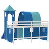 vidaXL Cama alta para criança com torre 90x190 cm pinho maciço azul