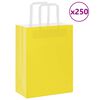 vidaXL Sacos de papel 250 unid com al&ccedil;as amarelo 21x11x28 cm