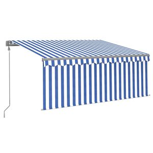 vidaXL Toldo retr&aacute;til autom&aacute;tico com estore 3,5x2,5 m azul e branco