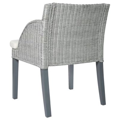 vidaXL Cadeiras de jantar com almofadões 2 pcs vime natural cinzento