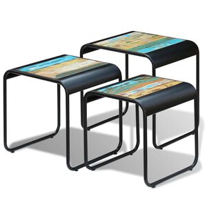 vidaXL Mesas de encastrar 3 pcs madeira reciclada maci&ccedil;a