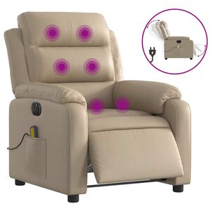 vidaXL Poltrona massagens reclin&aacute;vel el&eacute;trica couro artif. cappuccino