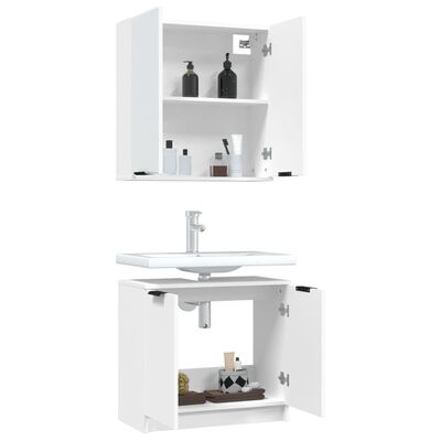 vidaXL Conj. de armários casa de banho 2pcs madeira processada branco