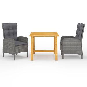vidaXL 3 pcs conjunto de jantar para jardim cinzento
