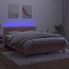 vidaXL Cama box spring c/ colch&atilde;o/LED 140x190 cm veludo rosa