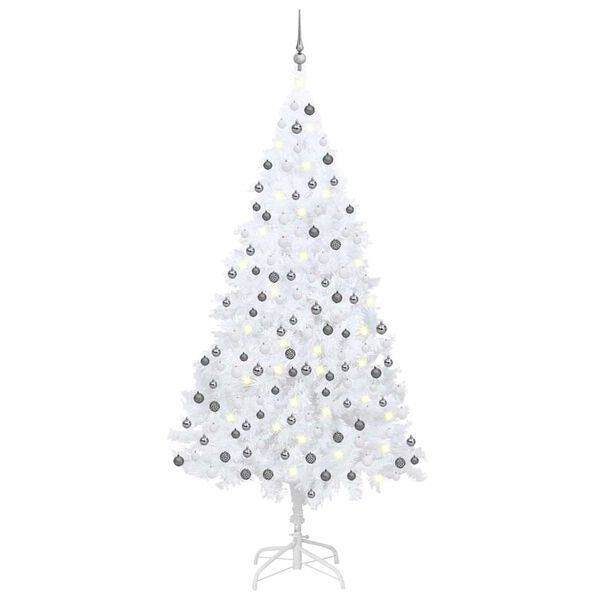 vidaXL &Aacute;rvore Natal artificial pr&eacute;-iluminada c/ bolas branco