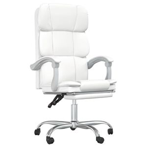 vidaXL Cadeira de escrit&oacute;rio reclin&aacute;vel couro artificial branco