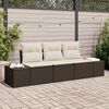 vidaXL Conjunto de Sofá de Jardim 3 pcs Marrom e Creme vime PE