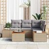vidaXL Conjunto de Sof&aacute; de Jardim 4 pcs Bege e Cinza Claro Polirattan
