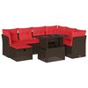 vidaXL Conjunto de sof&aacute; de jardim com 8 pe&ccedil;as e almofadas em rattan sint&eacute;tico marrom