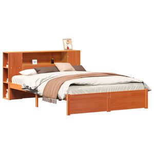 vidaXL Estrutura de Cama de Estante Marrom Cera 140 x 200 cm