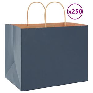 vidaXL Sacos de papel 250 unid com al&ccedil;as azul 32x22x24 cm