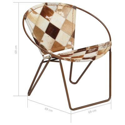 vidaXL Cadeira com padrão de diamantes em couro genuíno castanho