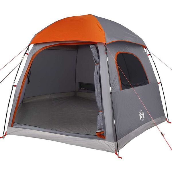 vidaXL Tenda familiar estilo Igloo 6 pessoas imperm. cinza/laranja