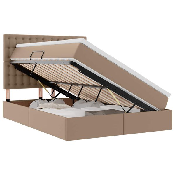 vidaXL Cama com Armazenamento Cappuccino 140 x 200 cm Couro Sint&eacute;tico