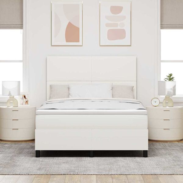 vidaXL Cama Box Manual Creme e Branco 203 x 160 x 128 cm