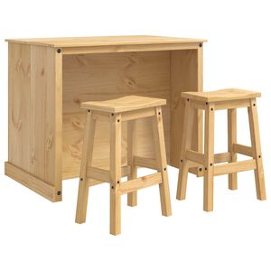 vidaXL Conjunto de Ilha de Cozinha 3 unid. Cera de Mel Pinho Maci&ccedil;o