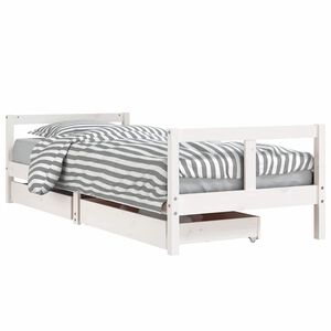 vidaXL Estrutura cama infantil c/ gavetas 80x200cm pinho maci&ccedil;o branco