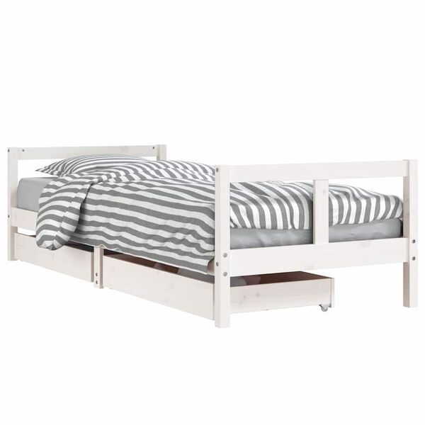 vidaXL Estrutura cama infantil c/ gavetas 80x200cm pinho maci&ccedil;o branco