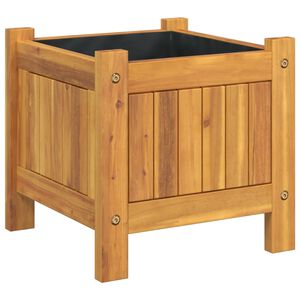 vidaXL Vaso/floreira de jardim com forro 31x31x30 cm ac&aacute;cia maci&ccedil;a