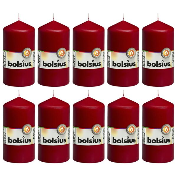 Bolsius Velas cil&iacute;ndricas 10 pcs 120x58 mm vermelho tinto