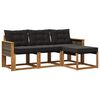 vidaXL Conjunto de Sof&aacute;s para Exterior 4 pcs Natural e Preto