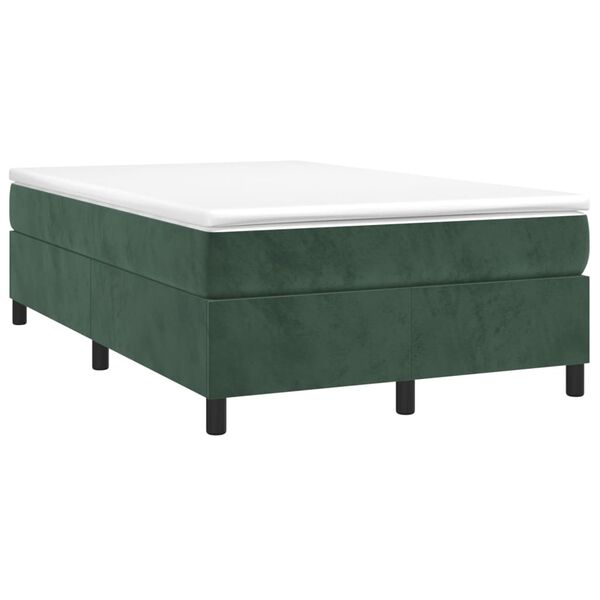 vidaXL Cama boxspring com colch&atilde;o 120x200 cm veludo verde-escuro