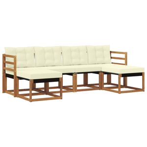 vidaXL Conjunto de Sof&aacute;s para Exterior 6 unid. Natural e Creme