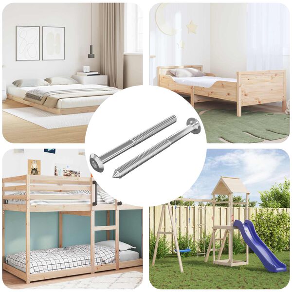 vidaXL Parafusos para M&oacute;veis 2 pcs Prateado M6 x 70 mm A&ccedil;o