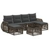 vidaXL Conjunto de Sof&aacute; de Jardim 7 unid. Cinza e Cinza Escuro vime PE