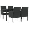vidaXL 5 pcs conjunto de jantar para jardim vime PE e a&ccedil;o preto