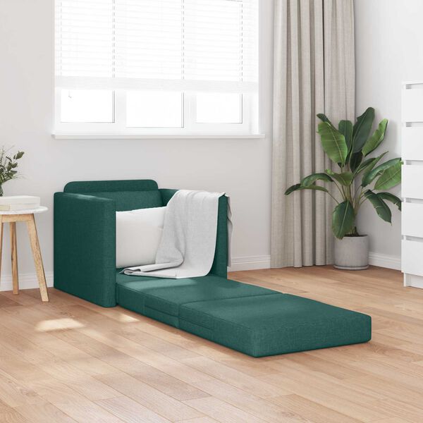 vidaXL Sof&aacute;-Cama 60cm Verde Escuro tecido