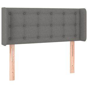 vidaXL Cabeceira de cama c/ abas tecido 83x16x78/88 cm cinzento-escuro