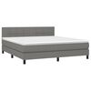 vidaXL Cama box spring c/ colch&atilde;o e LED 160x200 cm tecido cinza-escuro