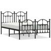 vidaXL Estrutura de cama com cabeceira e p&eacute;s 120x200 cm metal preto